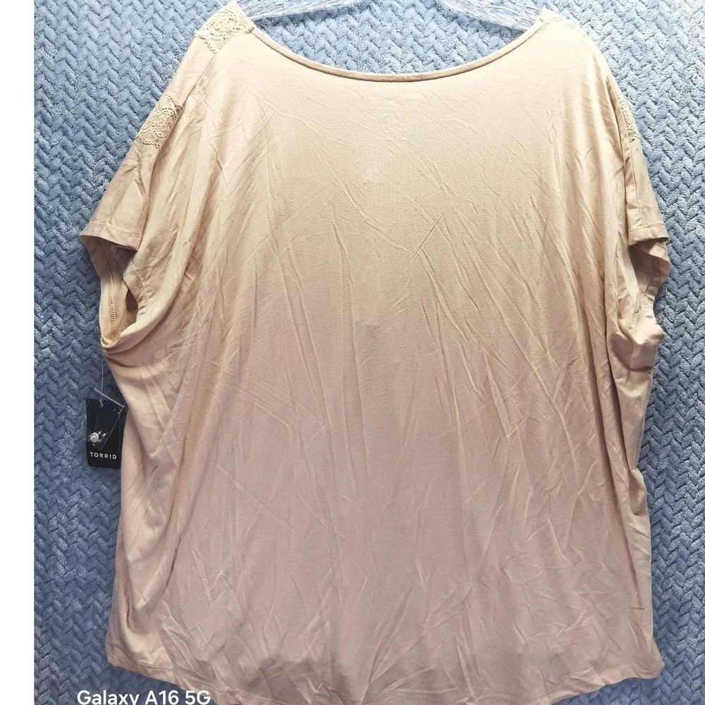 Torrid Supersoft Jersey Dolman Henley Lace Trim Top Smoke Gray 1X 14-16 NEW